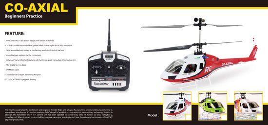 H&eacute;licopt&egrave;re CO-AXIAL RTF Rouge  - E-SKY - Z69003912R1