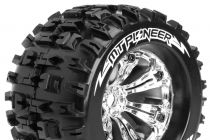 Louise RC - MT-PIONEER - 1-8 Monster Truck Tire Set - Mounted - Sport - Felgen 3.8 Chrom - 1/2-Offset - Hex 17mm - L-T3218CH