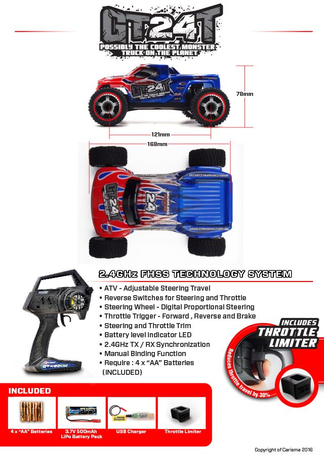 Micro GT24T 1/24&egrave;me 4x4 RTR Brushless - CARISMA - CARI58368