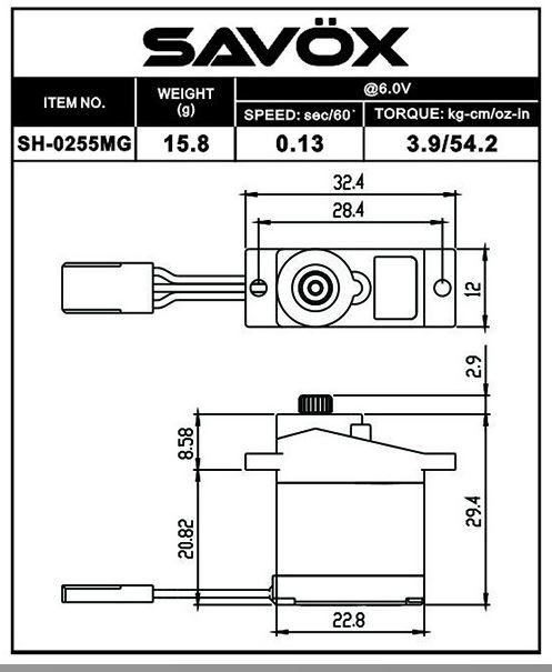  Micro Savox SH-0255MG num&eacute;rique MG