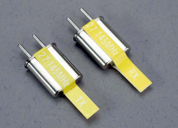 PAIRE DE QUARTZ JAUNE 27.145 MHZ
