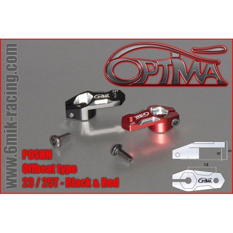 Palonier de servo OPTIMA verouillable & d&eacute;cal&eacute; - 23T Rouge