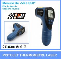 Pistolet laser pour mesure de temp&eacute;ratures (-50 &agrave; +550&deg; celcius) pile fournie + sacoche