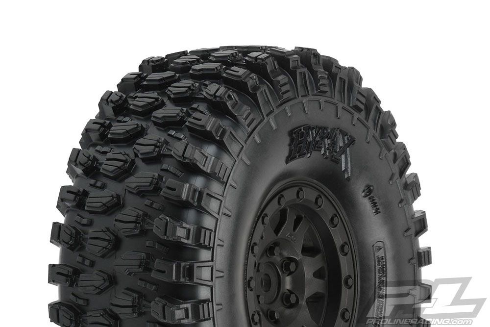 PL10128-10 - PROLINE - Pneus HYRAX G8 crawler 1/10 mont&eacute;s sur jantes beadlock Impulse noires