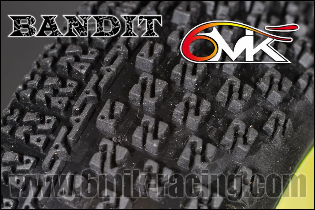 Pneu 6Mik BANDIT 21/40&deg; ULTRA Mont&eacute;s-Coll&eacute;s sur jantes jaunes (la paire) - TUY82140 - Pi&egrave;ces et Options 6Mik