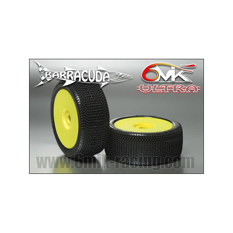 Pneu 6Mik BARRACUDA Green ULTRA Mont&eacute;s-Coll&eacute;s sur jantes jaunes (la paire) - TUY14V - Pi&egrave;ces et Options 6Mik