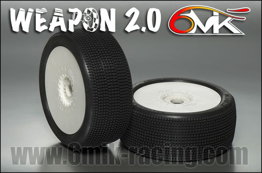 Pneu 6Mik WEAPON 2.0 0/18 ULTRA Mont&eacute;s-Coll&eacute;s sur jantes blanches (la paire) - TU150018 - Pi&egrave;ces et Options 6Mik