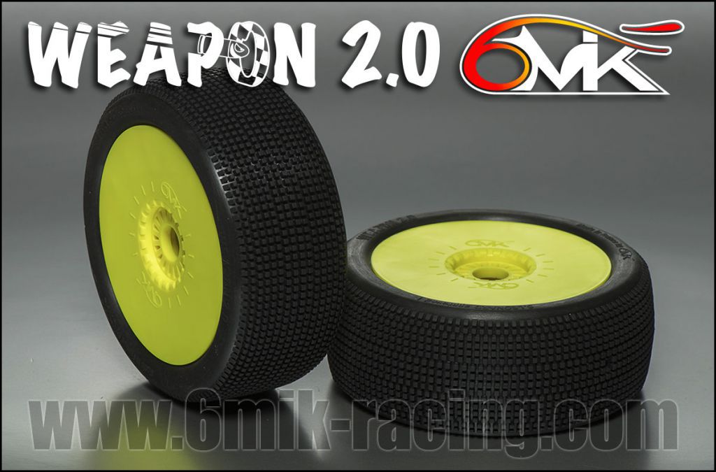 Pneu 6Mik WEAPON 2.0 15/25 ULTRA Mont&eacute;s-Coll&eacute;s sur jantes jaunes (la paire) - TUY151525 - Pi&egrave;ces et Options 6Mik