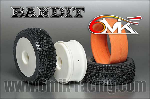 Pneu BANDIT 0/18&deg; + Jante Blanche + Insert non coll&eacute; (la paire) - TK80018 - Pi&egrave;ces et Options 6Mik