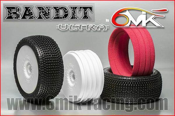 Pneu BANDIT 15/25&deg; + Jante Blanche + Insert Ultra non coll&eacute; (la paire) - TKU81525 - Pi&egrave;ces et Options 6Mik