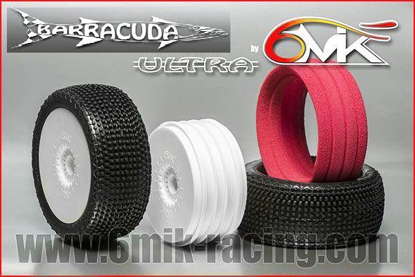 Pneu BARRACUDA 0/18&deg; + Jante Blanche + Insert Ultra non coll&eacute; (la paire) - TKU140018 - Pi&egrave;ces et Options 6Mik