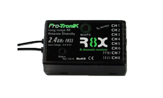 Radio FHSS 2.4GHz 6 voies PTR6A V2 + accu Li-Po 1000mA - S03770100V