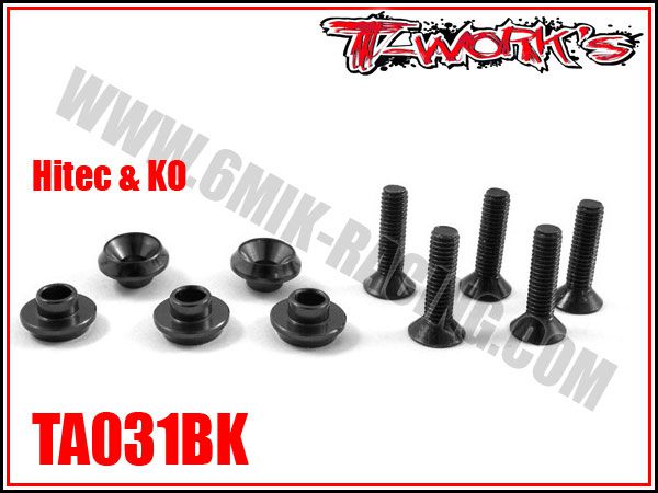 Rondelles alu de servo Hitech / KO noires T-Work\'s (5 &oslash;4,2)