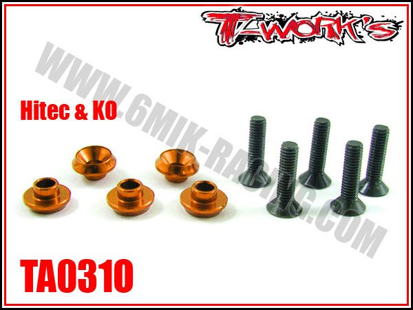 Rondelles alu de servo Hitech / KO orange T-Work\'s (5 &oslash;4,2)