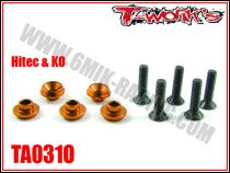 Rondelles alu de servo Hitech / KO orange T-Work\'s (5 &oslash;4,2)