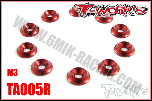 Rondelles cuvettes M3 Rouges T-Work\'s pour vis Frais&eacute;es (10)