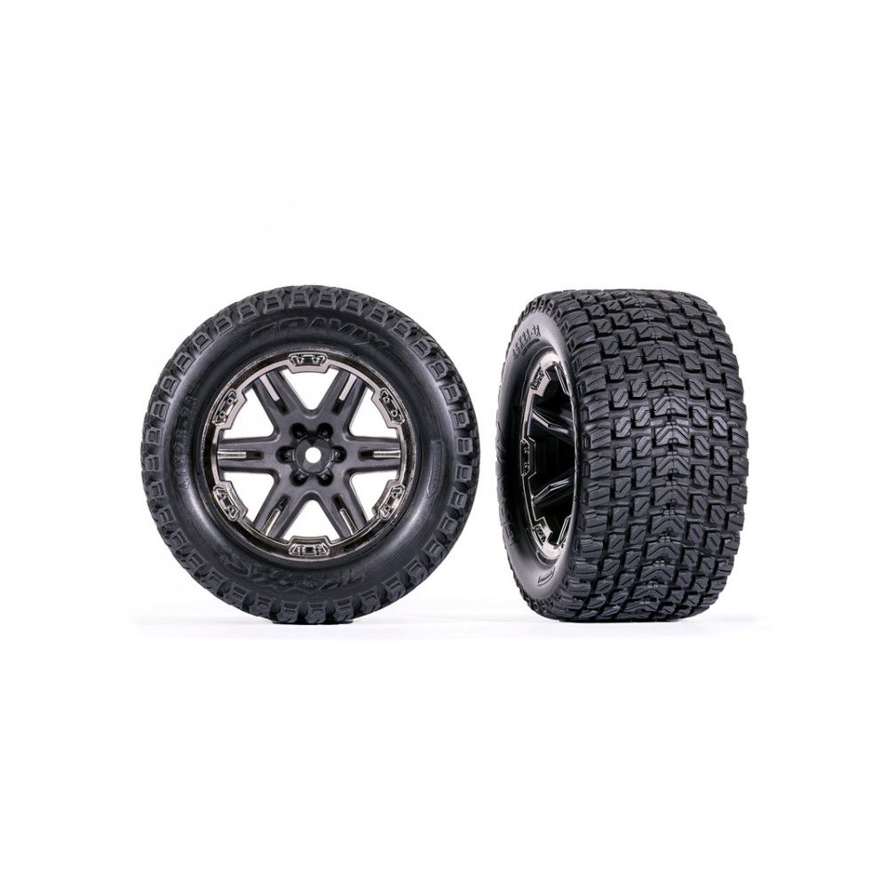 Roues et jantes coll&eacute;es RXT 2.8/GRAVIX chrom&eacute;es noir (x2) - Traxxas 6764-BLKCR