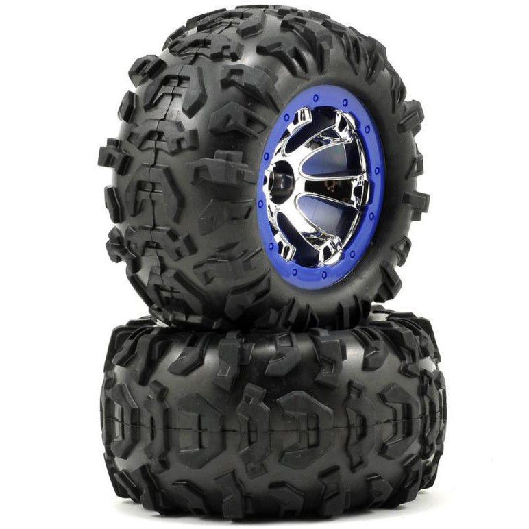 Roues Montees Collees Canyon At Jantes Bleues (2) - trx7274 - TRAXXAS