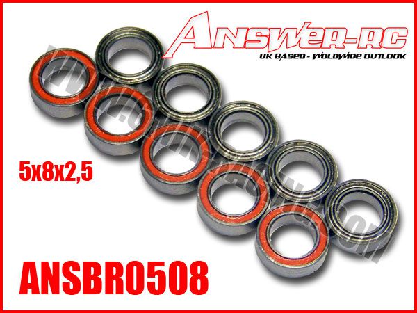 Roulements 5x8x2,5mm Flasqu&eacute;s &Eacute;tanches ANSWER-RC (10 pcs)