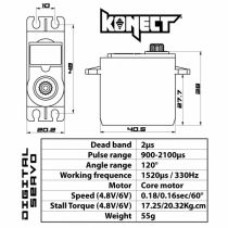 Servo 21kg 0.16s Digital pignons m&eacute;tal - KONECT - KN-2116LVMG