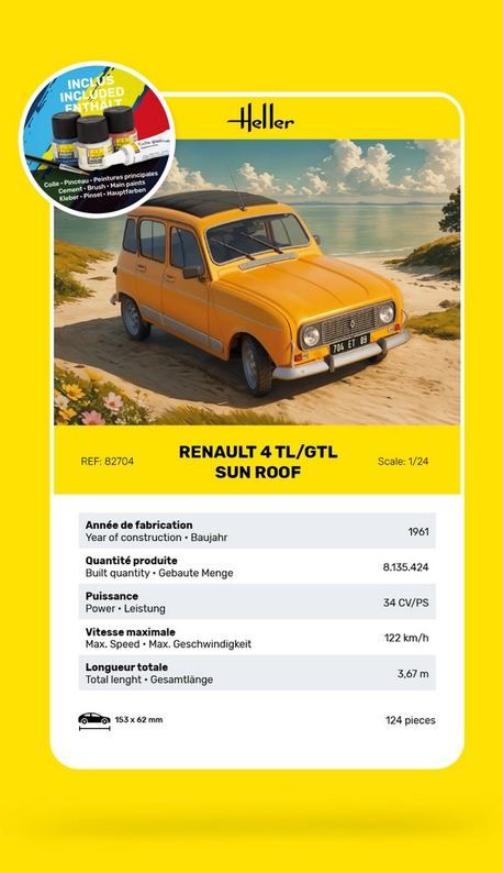Starter Kit Renault 4 TL/GTL Sun Roof - Heller 58704 - 1/24