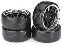 Train de roues Drift LP \ 9 battons/Profile B\  noir/chrom&eacute; 1/10&egrave;me (4pcs) - WHEEL DEAL