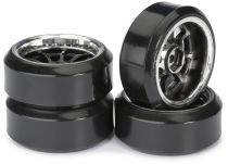 Train de roues Drift LP \ 9 battons/Profile C\  noir/chrom&eacute; 1/10&egrave;me (4pcs) - WHEEL DEAL