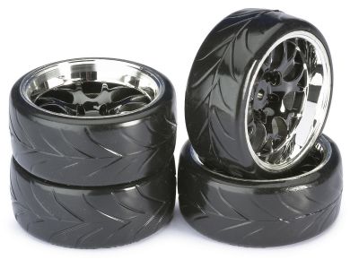Train de roues Drift LP \ Comb/Profile A\  noir/chrom� 1/10�me (4pcs) - WHEEL DEAL