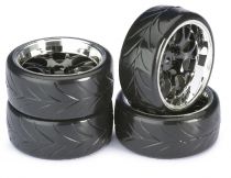 Train de roues Drift LP \ Comb/Profile A\  noir/chrom&eacute; 1/10&egrave;me (4pcs) - WHEEL DEAL