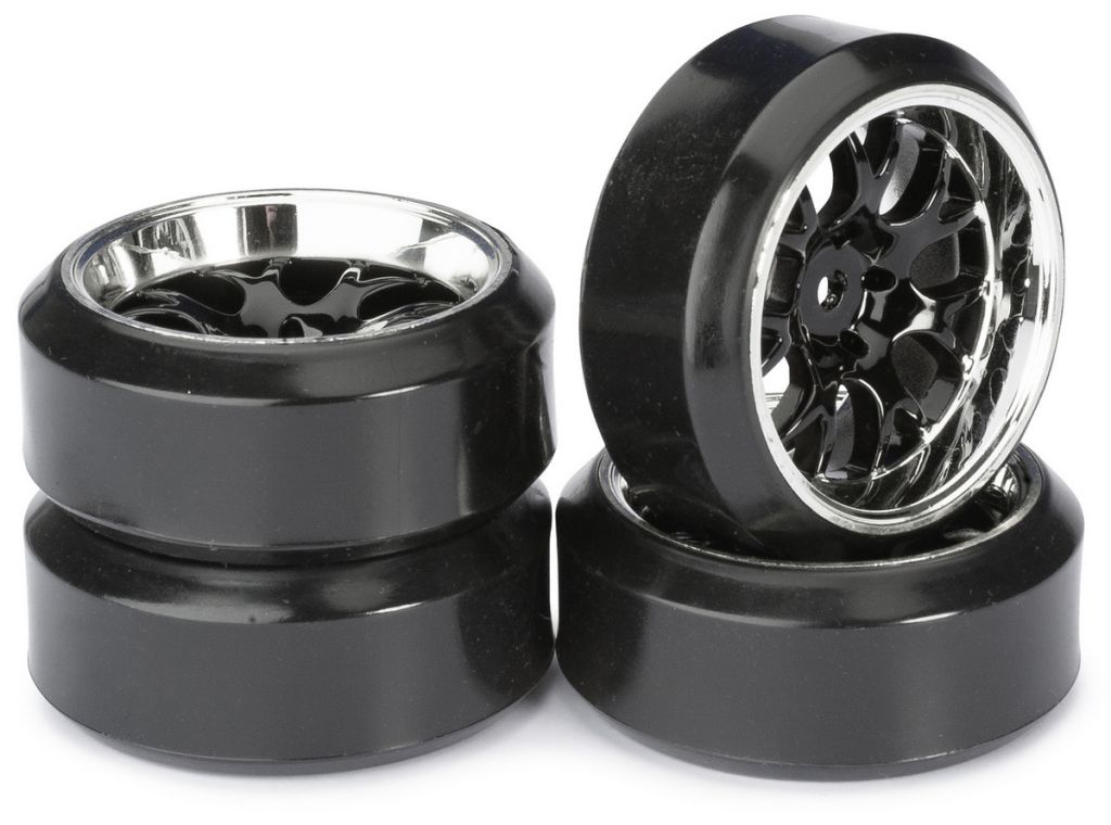 Train de roues Drift LP \ Comb/Profile C\  noir/chrom&eacute; 1/10&egrave;me (4pcs) - WHEEL DEAL