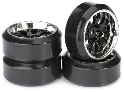 Train de roues Drift LP \ Comb/Profile C\  noir/chrom� 1/10�me (4pcs) - WHEEL DEAL