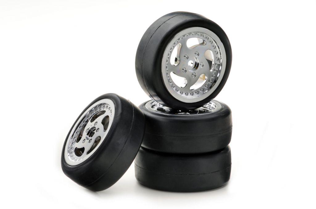 Train de roues Piste \ Throwing Star / Slick\  chrom&eacute; 1:10 Absima (4) - 2510014