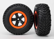 TRX5863 - Roue monte collee 2.2  noir et orange jante beadlock - Slash/Raptor/Telluride - TRAXXAS