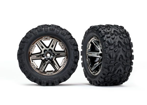 TRX6773X - ROUES MONTEES COLLEES RXT CHROMEES NOIRES TALON X2 - TRAXXAS